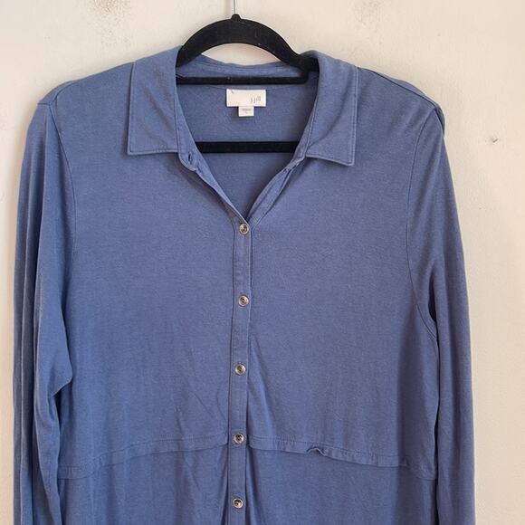 J. Jill Lyocell blend button down long sleeve jersey knit tunic sz L - Picture 2 of 7